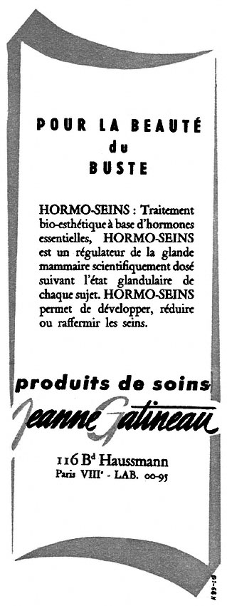 Advert Jeanne Gatineau 1953